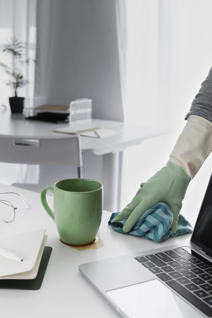 still life office cleaning process